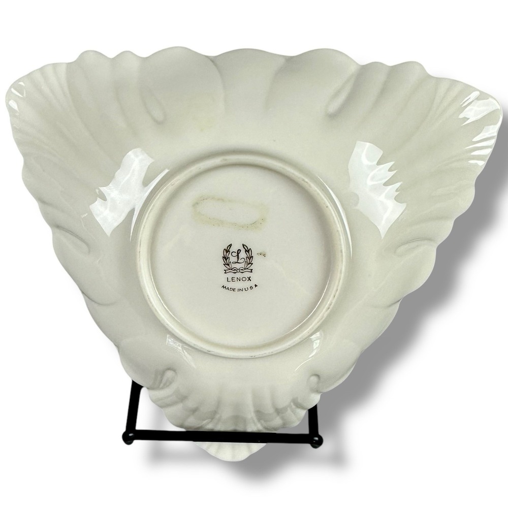 Vintage Lenox Tri-Leaf Fan Shell Candy Dish 24k Gold Gilding Fine Bone China - Picture 2 of 5